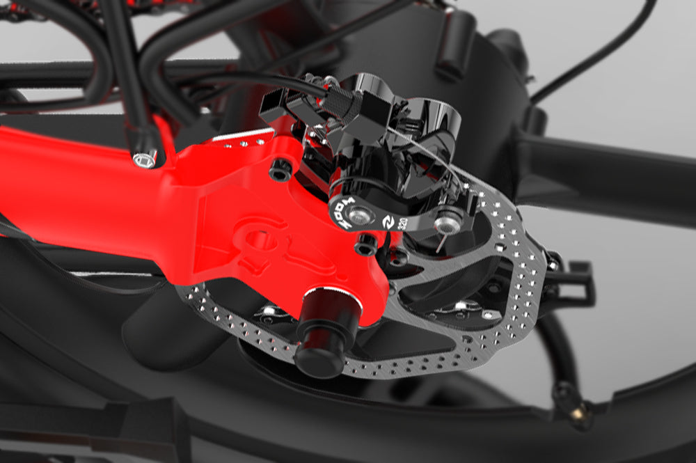Hydraulic disc brake set for Lankeleisi electric bike, showing brake calipers and disc rotors on the bike accessory.