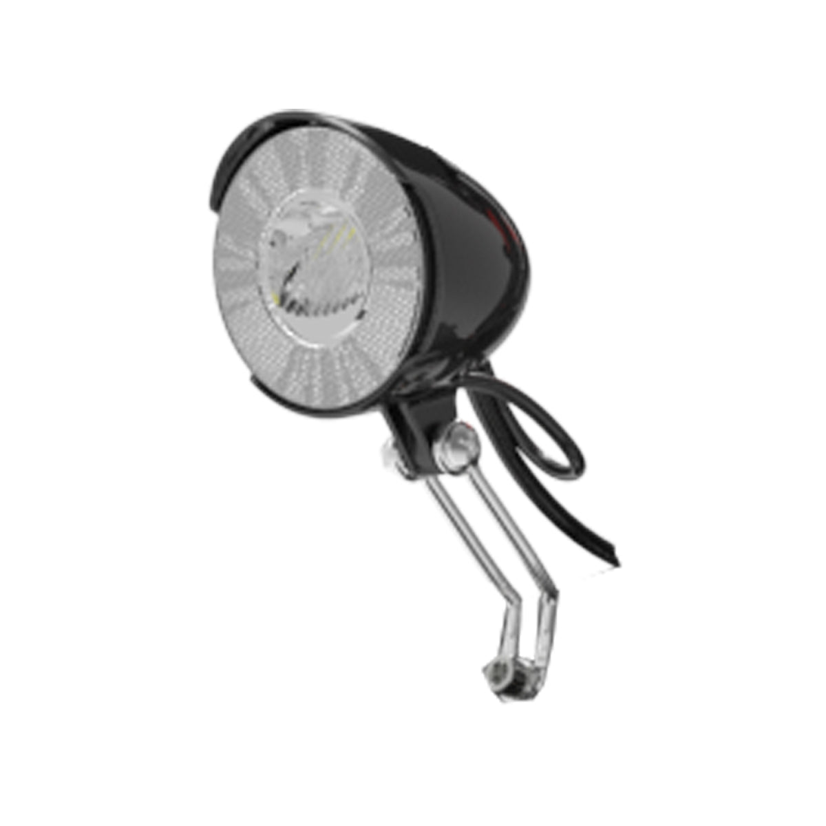 LANKELEISI electric bike front light mounted on the handlebar with a sleek, compact design for enhanced visibility.