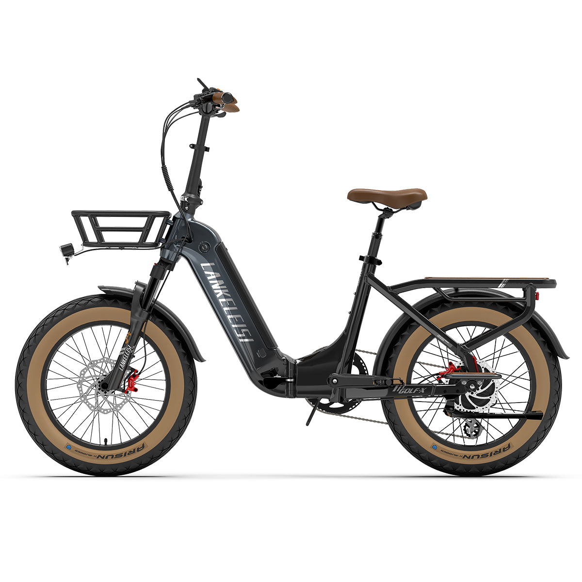 Lankeleisi.Golf-X 960Wh foldable city electric bike with step-thru frame, black color, ready for urban commuting.