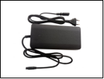 LANKELEISI electric bike charger 48V/36V for LANKELEISI e-bikes, black rectangular power adapter with cable and plug.