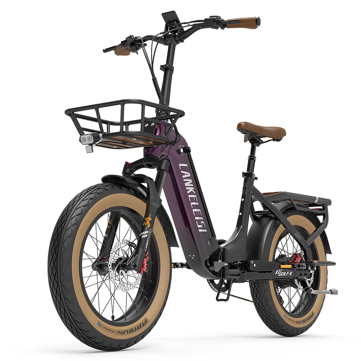 Foldable city electric bike by LANKELEISI GOLF-X with step-thru frame and 960Wh battery, ideal for urban commuting.