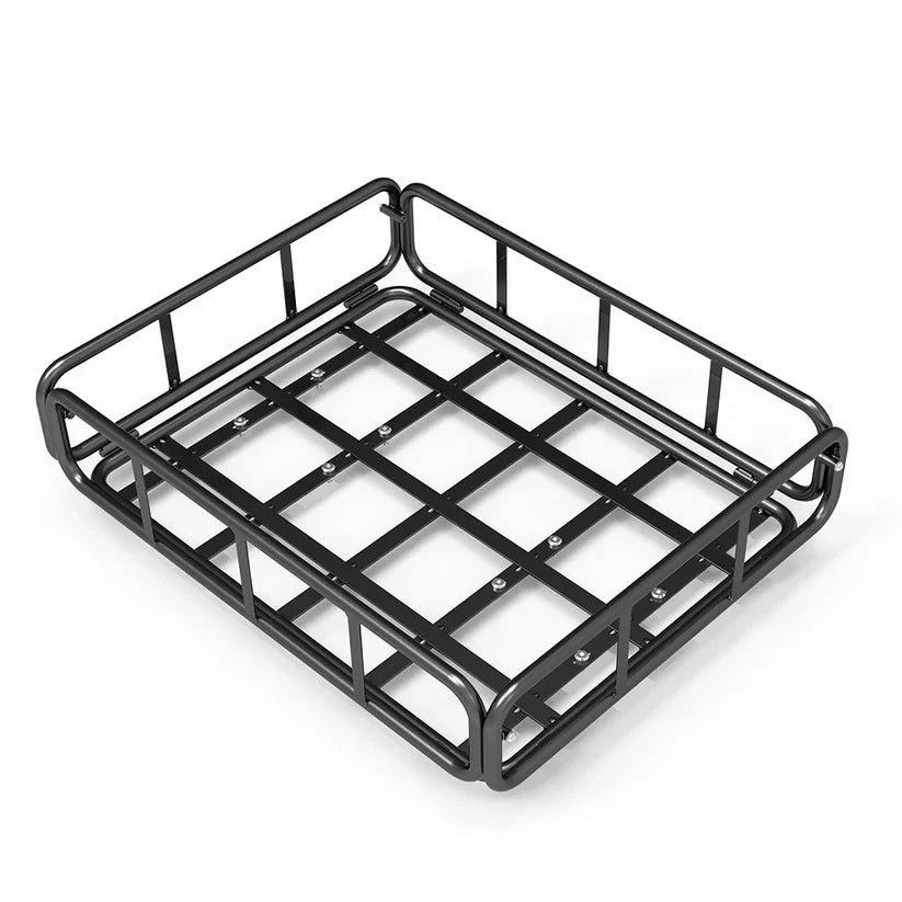 Lankeleisi Wombat-1 rear luggage rack basket for bike, shown mounted on the bicycle with a metal frame and open design.