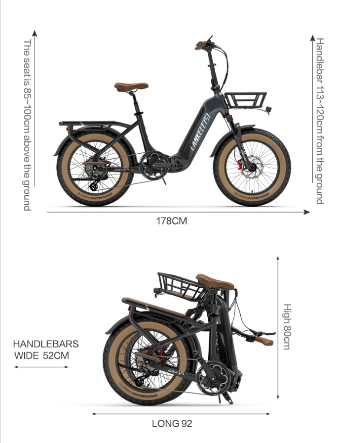 Foldable LANKELEISI GOLF-X electric city bike with step-thru frame and 960Wh battery, shown from side view.